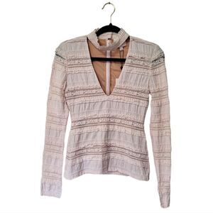 Cinq A Sept Pink Lace Cutout Blouse